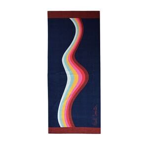 NWT $175 PAUL SMITH Center Swirl Beach Towel Navy stripe with signature logo.